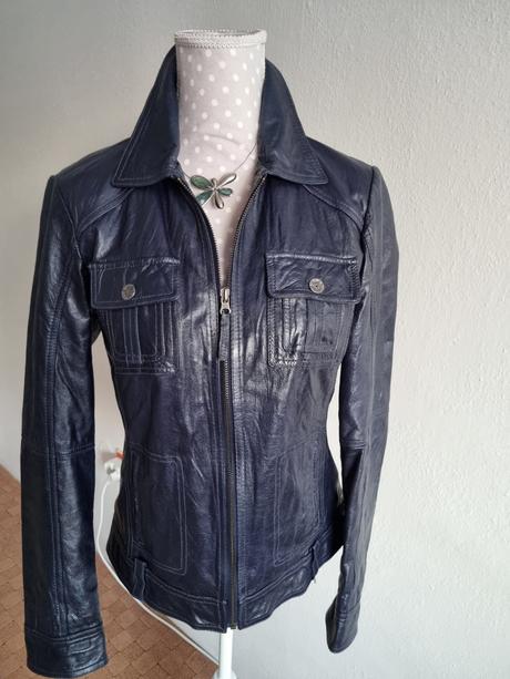 Tmavomodrá kožená bunda tom tailor veľ. 38, tom tailor,38