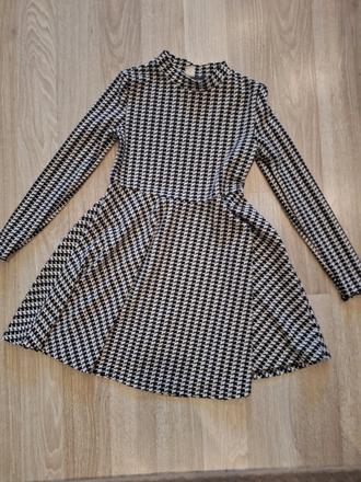 Teplejšie šaty  - kohutia stopa, 140