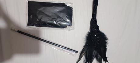 Gatzby čierne šaty veľ 44/46 + doplnky, 44