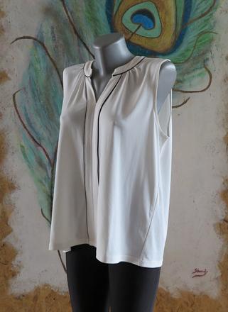 Elegantná biela blúzka h&m s čiernym lemovaním, h&m,l