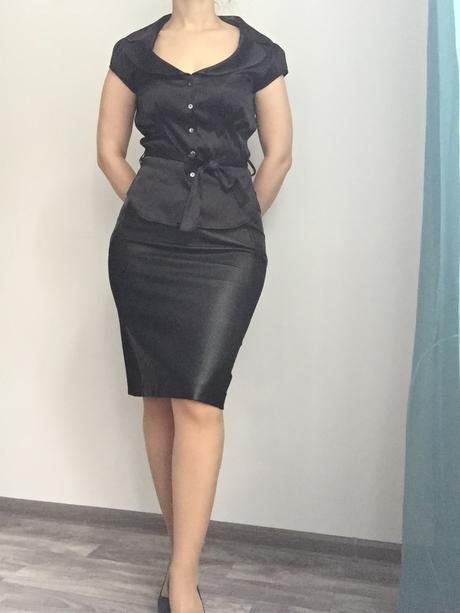 Pietro filipi čierna saténová blúzka s opaskom s, pietro filipi,s