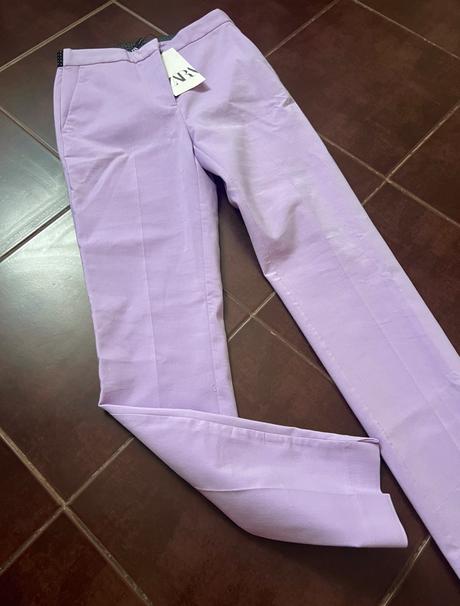 Fialové formálne nohavice, xs