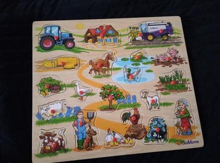 Drevené puzzle farma, 
