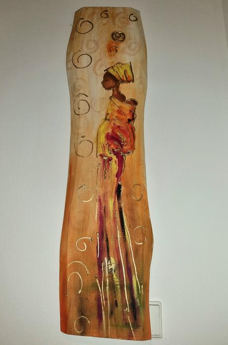 Maľba na drevo žena a dieťa 100 cm,