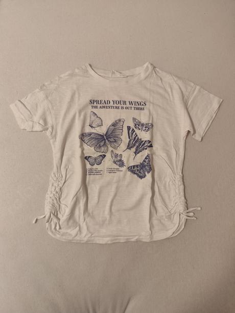 Tričko biele s motýľmi, h&m,140