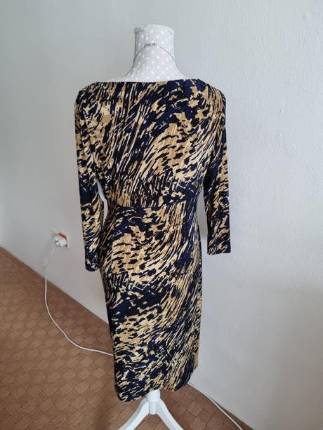 Hnedo-modré elastické šaty ralph lauren veľ. 40, ralph lauren,40