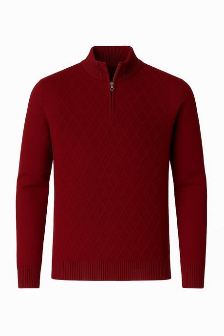 Pánsky bordový elegantný sveter so zipsom, l / m / xl / xxl