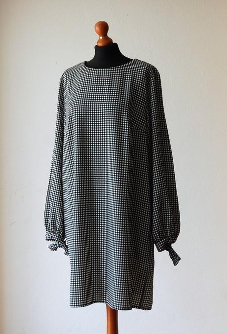 Čierno-biele gingham šaty, h&m,l
