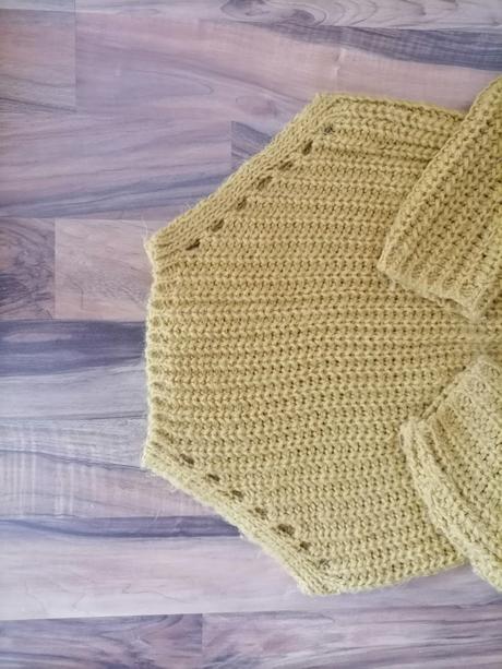 Horčicovy pletený sveter, s