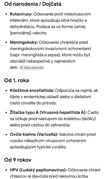 Zoznam dostupných nepovinných očkovaní. Prehľad a diskusia