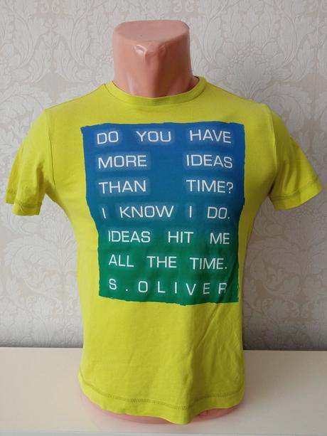 Zeleno-žlté tričko s potlačou a nápismi (140), s.oliver,140