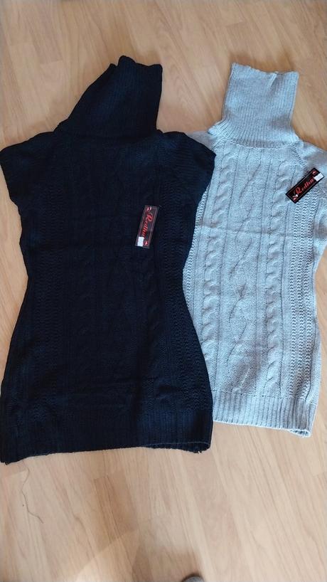 Sedy a cierny sveter s visackou xl/xxl, xl / xxl