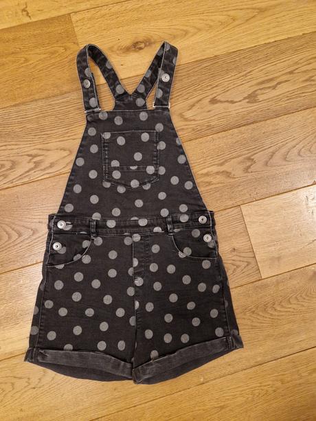 Dievcenske bodkovane riflove kratasy na traky 140, vertbaudet,140