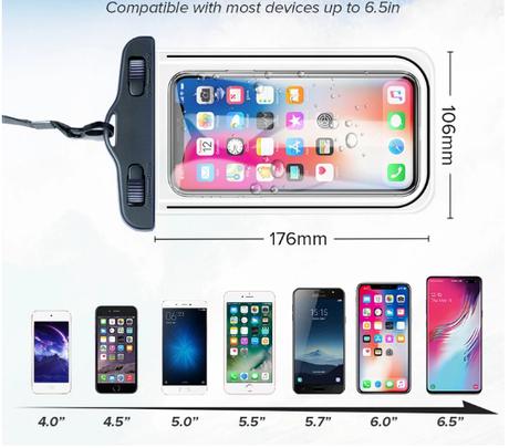 Vodotesné puzdro na mobil telefón s popruhom čiern,