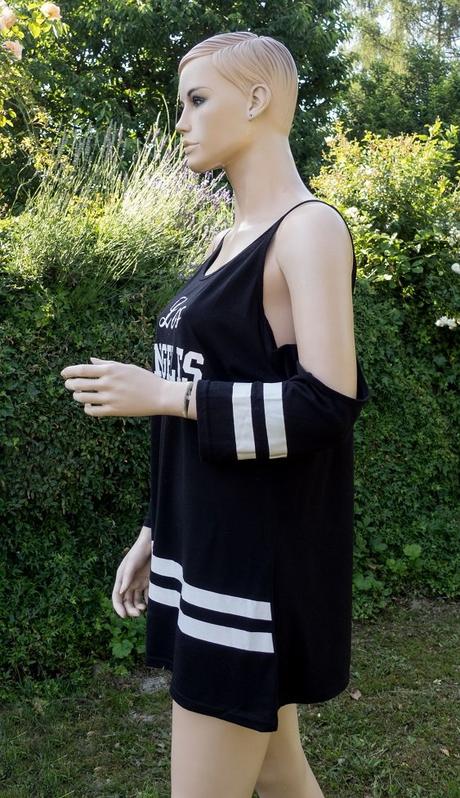 Čiernobiele predĺžené tričko, xl