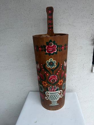 Krasne drevene velke rucne malovane vedro nadoba d,