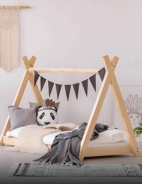 Teepee posteľ z masívu, šírka (cm): 80,dĺžka (cm): 160