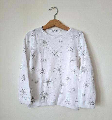 Bavlnený sveter s vločkami zn. h&m, 110/116, h&m,116