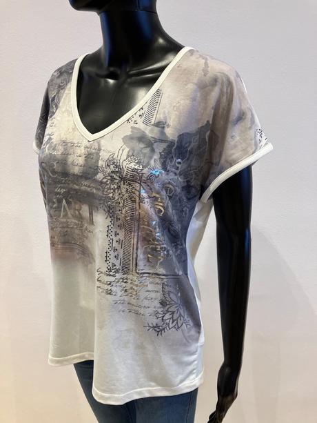 Dámske biele tričko s potlačou laura scott (36), s