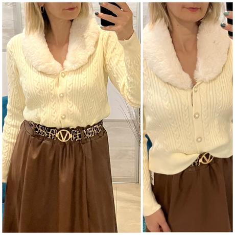 Dámsky sveter s kožušinkou, l / m / xl