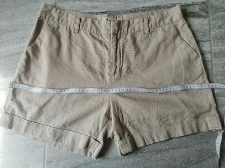 Kvalitné béžové ľanové šortky amichi, vl, l