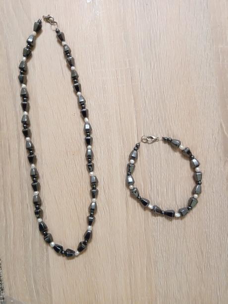 Sada náramok+náhrdelník minerál hematit, 