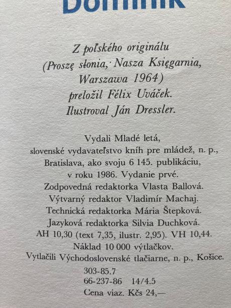 Slon dominik-prvé vyd.1986, 