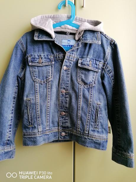 Jeansová bundička s odnímateľnou kapucňou, tik & tak,122