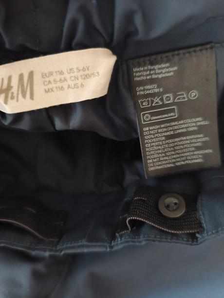 Nohavice  softshellové tenké, h&m,116