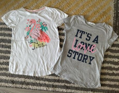 Tričká plameniak a nápis 146/152, h&m,146