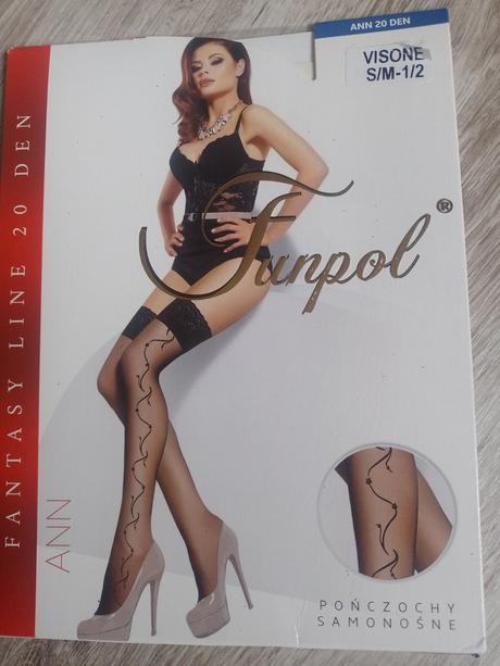 Samodržiace pančuchy vzorované ann 20 den, s