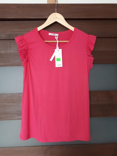 Rúžové tričko s volánmi, m