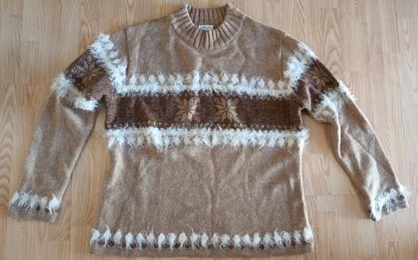 Hnedý pulóver so vzorom, l