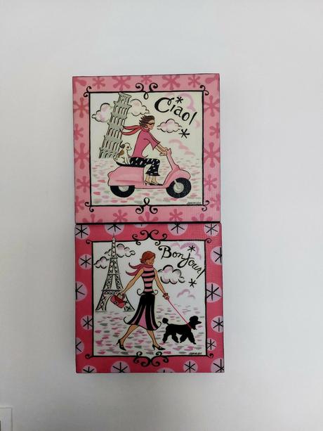 Nadherne obrazky paris/pisa na platne 25x25cm,