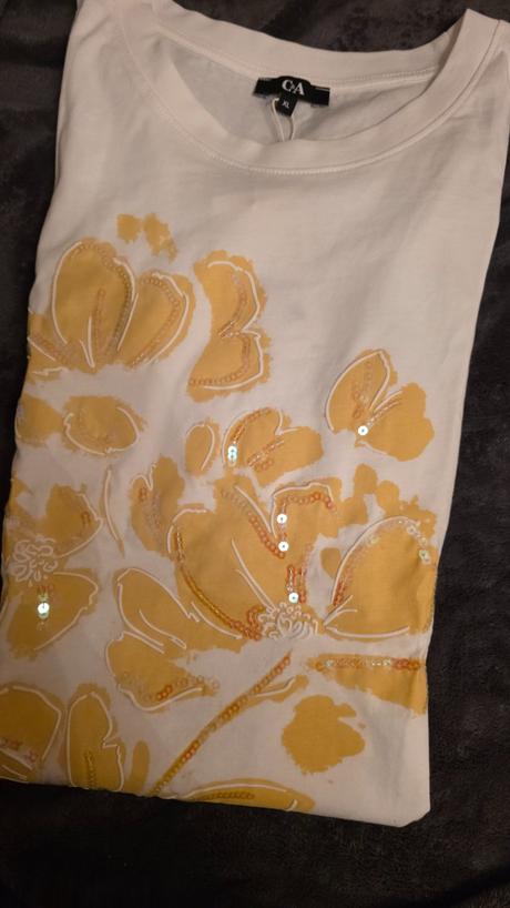 Bavlnene tricko xl  s kvetmi, c&a,xl