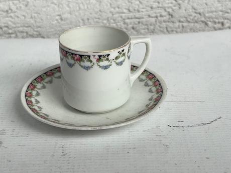 Starozitna vintage mocca salka hrncek ruze ruza ru, 