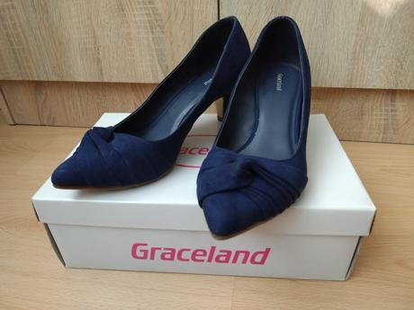 Elegantné tmavomodré lodičky, graceland,39