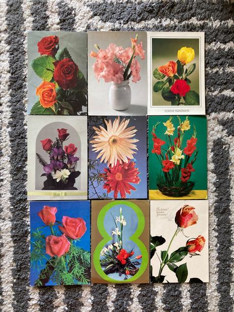 Retro kvetinkové pohľadnice 80-90te roky, 