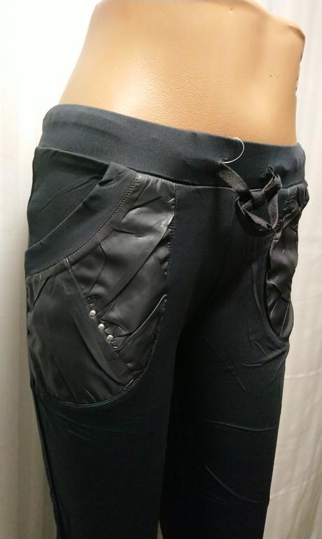 Dámske elastické tmavo sivé tepláky, landl, l, l