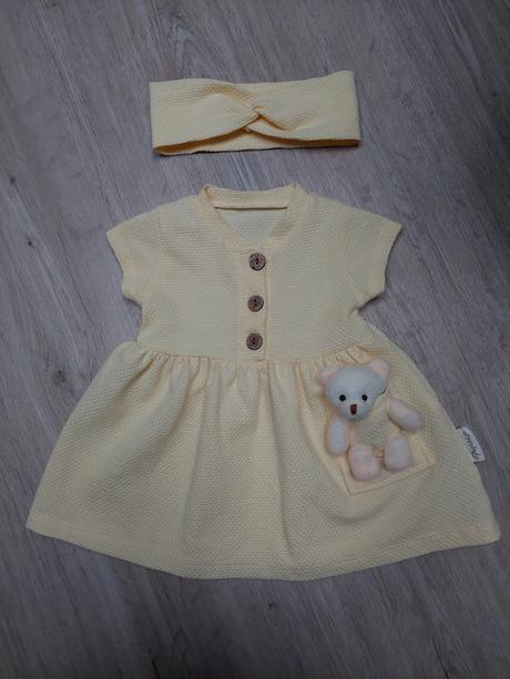 Šaty pre dievčatko s čelenkou a mackom (veľ. 68), 68