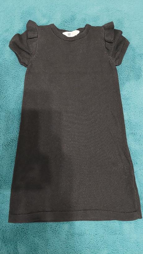 Čierne pletené šaty so strieborným odleskkm h&m, h&m,122