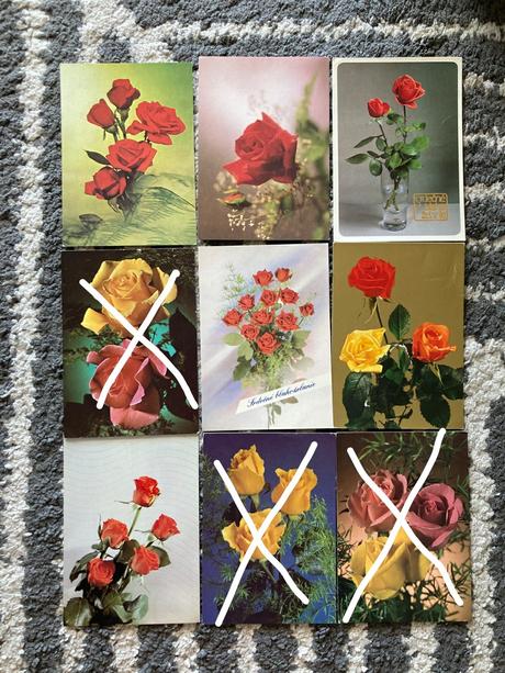 Retro ružičkové pohľadnice 80-90te roky 6ks, 