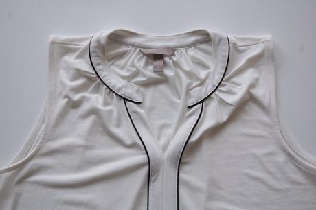 Elegantná biela blúzka h&m s čiernym lemovaním, h&m,l