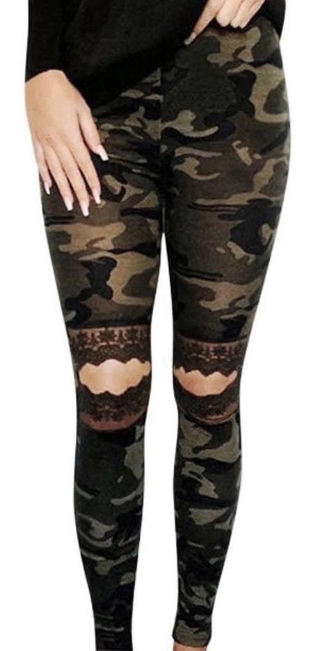Legíny - vzor zelené khaki (army-maskáče), v. s/m, m / s