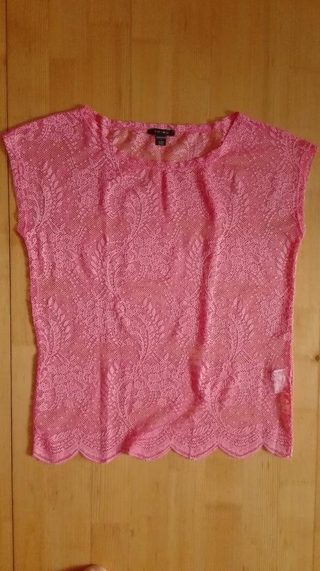 Ružové čipkované tričko, amisu,s