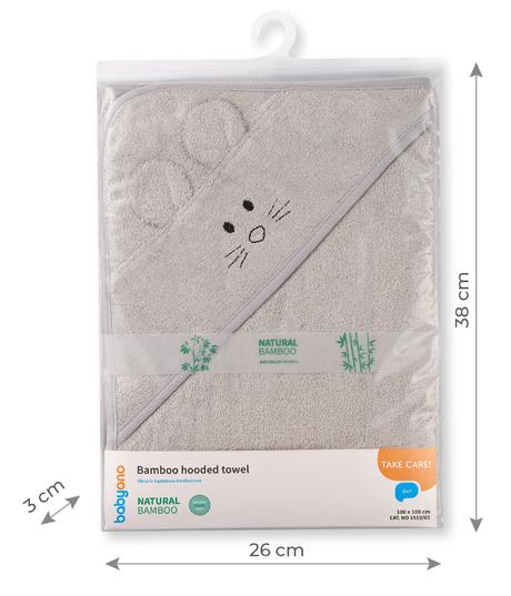 Babyono bambusová osučka s kapucňou 100x100cm šedá, 