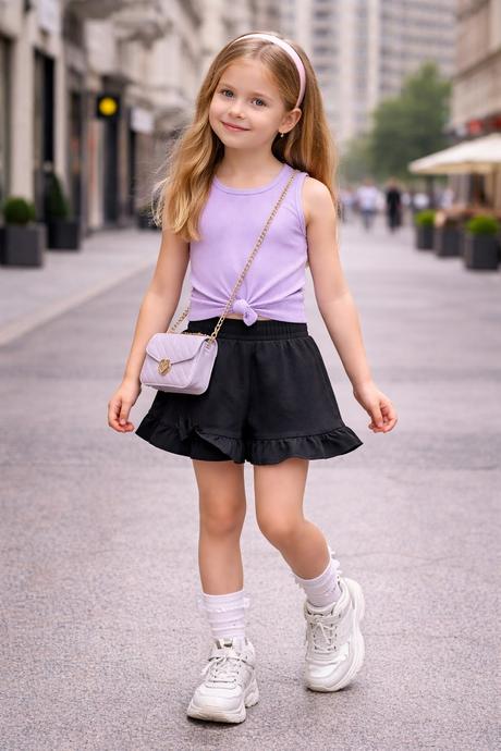 Dievčenské sukňonohavice s volánom, 104 / 116