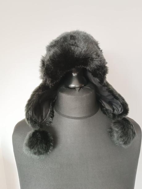 Čierna letecká kožušinová čiapka, f&f,158