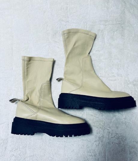 Krémové kožené elastické workery zn. zara, zara,40