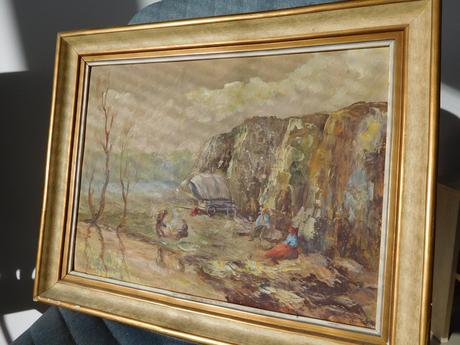 Kočovníci-olej na plátne 1952, 38 x 48 cm 2 kusy, 